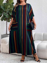 Load image into Gallery viewer, Plus Size Striped Maxi Dress with Pockets
