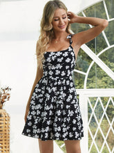 Load image into Gallery viewer, Floral Ruffle Shoulder Lace-Up Dress

