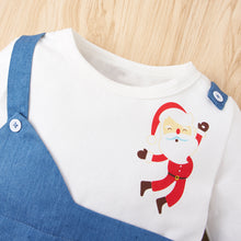 Load image into Gallery viewer, Baby Santa Graphic Faux Overall Jumpsuit
