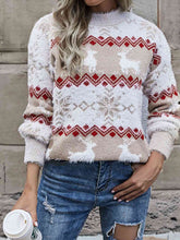 Load image into Gallery viewer, Reindeer &amp; Snowflake Round Neck Sweater
