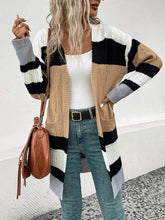 Load image into Gallery viewer, Color Block Open Front Drop Shoulder Cardigan
