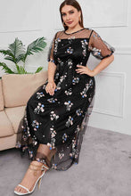 Load image into Gallery viewer, Plus Size Layered Mesh Round Neck Maxi Dress
