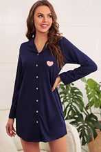 Load image into Gallery viewer, Heart Graphic Lapel Collar Night Shirt Dress
