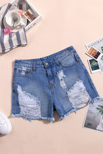 Load image into Gallery viewer, High Rise Distressed Denim Shorts
