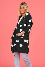 Load image into Gallery viewer, Heart Graphic Open Front Cardigan with Pockets
