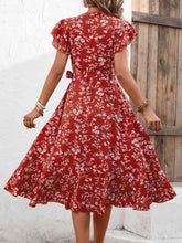 Load image into Gallery viewer, Floral Surplice Neck Flutter Sleeve Dress
