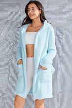 Load image into Gallery viewer, Fuzzy Tied Pocketed Hooded Lounge Nightgown
