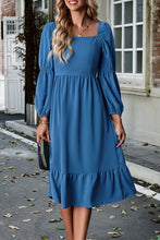 Load image into Gallery viewer, Square Neck Balloon Sleeve Midi Dress
