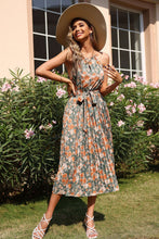 Load image into Gallery viewer, Floral Tie Waist Pleated Dress
