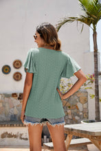 Load image into Gallery viewer, Eyelet Flutter Sleeve Short Sleeve Top
