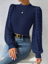 Load image into Gallery viewer, Swiss Dot Waffle-Knit Lantern Sleeve T-Shirt
