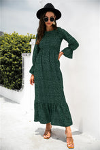 Load image into Gallery viewer, Printed Puff Sleeve Ruffle Maxi Dress
