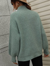 Load image into Gallery viewer, High Neck Balloon Sleeve Rib-Knit Pullover Sweater
