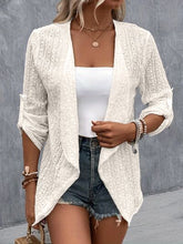 Load image into Gallery viewer, Eyelet Roll-Tab Sleeve Cardigan
