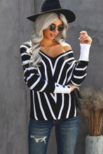 Load image into Gallery viewer, Chevron V-Neck Button Cuff Sweater
