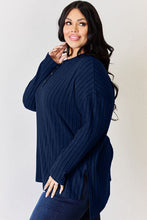 Load image into Gallery viewer, Basic Bae Full Size Ribbed Half Button Long Sleeve High-Low T-Shirt

