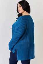 Load image into Gallery viewer, Basic Bae Full Size Ribbed Half Button Long Sleeve High-Low T-Shirt
