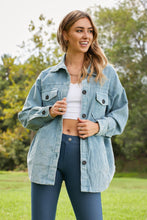 Load image into Gallery viewer, Zenana Corn Maze Full Size Vintage Washed Corduroy Shacket in Blue Grey
