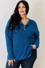 Load image into Gallery viewer, Basic Bae Full Size Ribbed Half Button Long Sleeve High-Low T-Shirt

