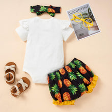 Load image into Gallery viewer, Baby Girl Graphic Ruffle Shoulder Bodysuit and Bloomer Set
