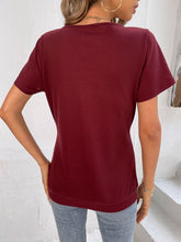 Load image into Gallery viewer, Button Detail Surplice Short Sleeve Tee
