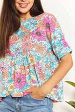 Load image into Gallery viewer, Double Take Floral Round Neck Babydoll Top
