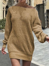 Load image into Gallery viewer, One Shoulder Lantern Sleeve Sweater Dress
