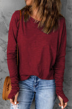 Load image into Gallery viewer, Thumbhole Long Sleeve Round Neck Top
