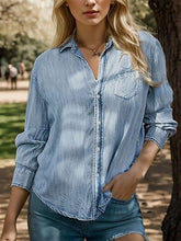 Load image into Gallery viewer, Embroidered Pocketed Button Up Denim Shirt
