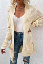 Load image into Gallery viewer, Cable-Knit Open Front Cardigan with Pockets
