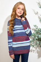 Load image into Gallery viewer, Girls Striped Cowl Neck Top with Pockets
