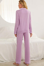 Load image into Gallery viewer, Contrast Piping Button Down Top and Pants Loungewear Set
