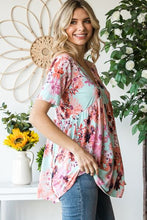 Load image into Gallery viewer, Heimish Full Size Floral V-Neck Short Sleeve Babydoll Blouse
