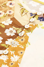 Load image into Gallery viewer, Patchwork Button Front Puff Sleeve Babydoll Dress
