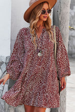 Load image into Gallery viewer, Printed Balloon Sleeve Ruffle Hem Dress
