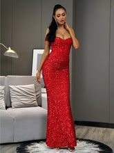 Load image into Gallery viewer, Sequin Off-Shoulder Backless Dress
