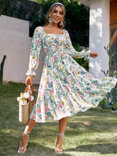 Load image into Gallery viewer, Floral Tie-Waist Smocked Tiered Dress
