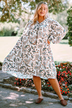 Load image into Gallery viewer, Plus Size Paisley Print Puff Sleeve Dress
