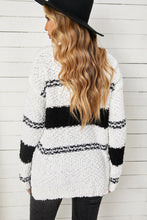 Load image into Gallery viewer, Striped V-Neck Popcorn Knit Sweater
