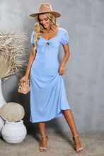 Load image into Gallery viewer, Short Puff Sleeve Sweetheart Neck Midi Dress
