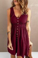 Load image into Gallery viewer, Button Front Empire Waist Sleeveless Slit Dress
