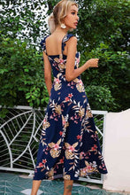 Load image into Gallery viewer, Floral Print Sleeveless Square Neck Slit Midi Dress
