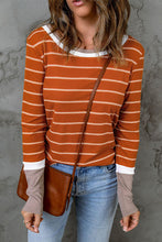 Load image into Gallery viewer, Striped Round Neck Long Sleeve T-Shirt

