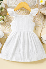 Load image into Gallery viewer, Baby Girl Decorative Button Ruffle Shoulder Textured Dress
