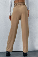 Load image into Gallery viewer, Belted Straight Leg Pants with Pockets
