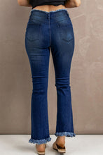 Load image into Gallery viewer, High Waist Distressed Raw Hem Jeans
