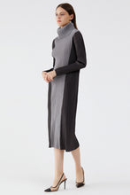 Load image into Gallery viewer, Color Block Accordion Pleated Turtleneck Dress
