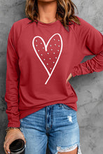 Load image into Gallery viewer, Heart Pearl Detail Round Neck Sweatshirt
