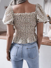 Load image into Gallery viewer, Frill Smocked Square Neck Short Sleeve Blouse

