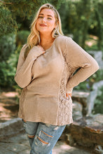 Load image into Gallery viewer, Plus Size Waffle-Knit Spliced Lace Top
